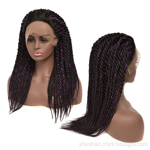 Crochet Twist Braids Soft Synthetic Jumbo Braid Women Hair Wig  Purple Black Long Wigs for Black Women